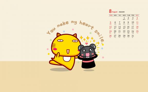 2018年8月哈咪猫与老鼠有爱图片日历