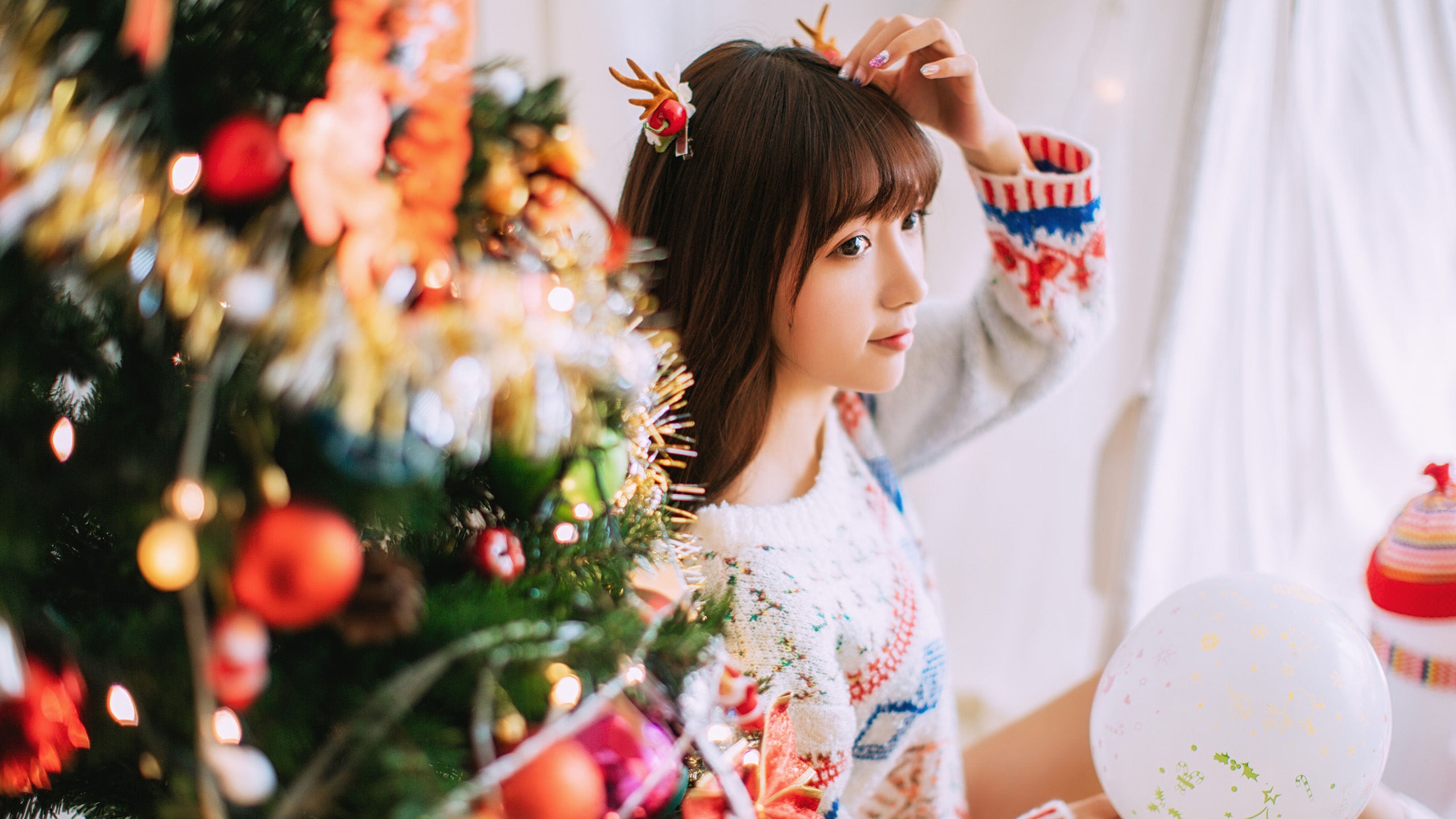 清新美女圣诞主题写真