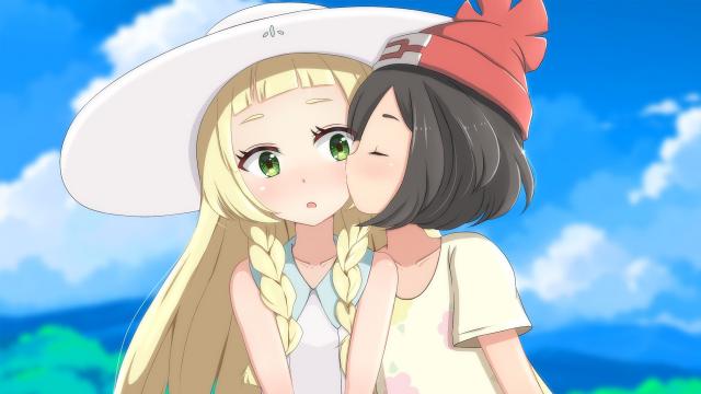二次元美女拥抱亲吻
