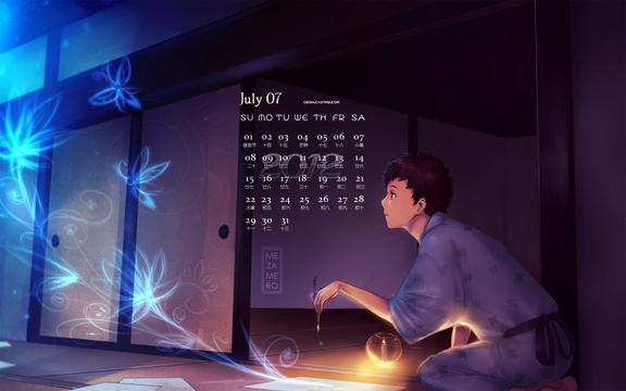 2012年7月卡通月历