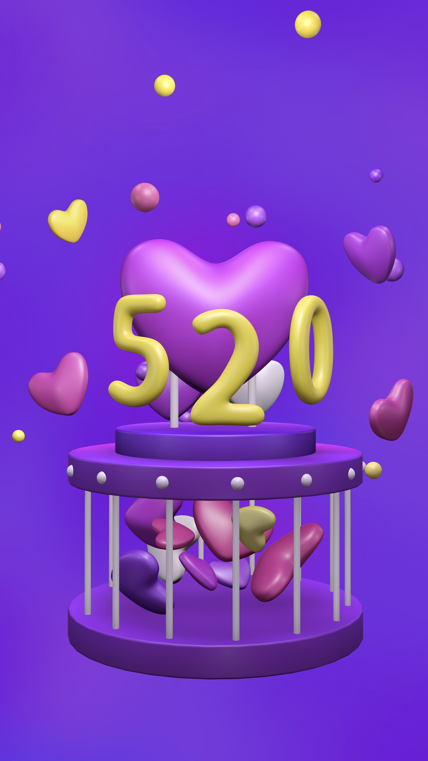 520表白日紫色C4D爱心