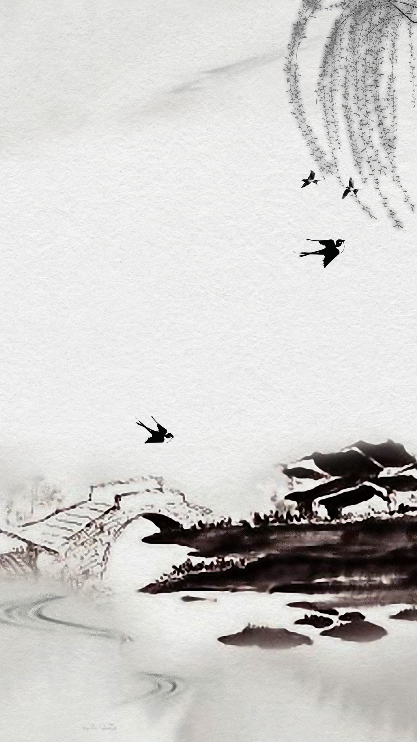 中国风简约清明节水墨画