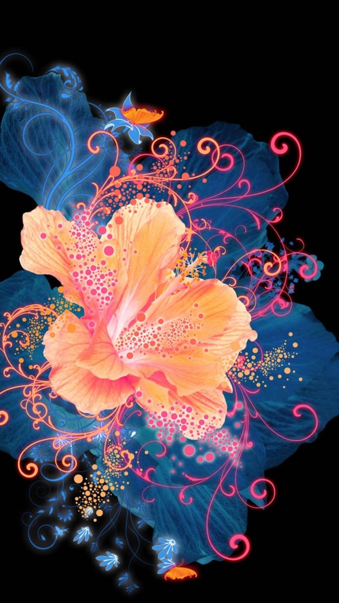 抽象花霓虹绘画