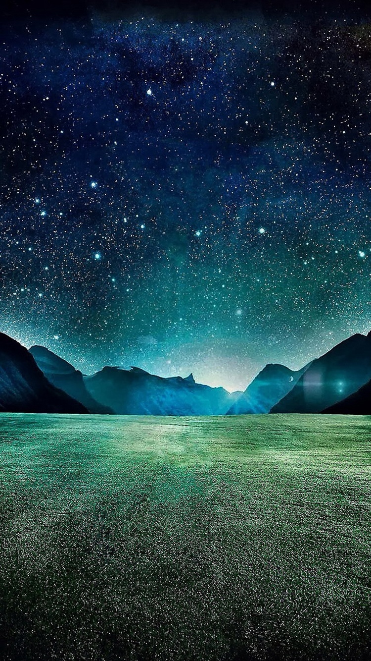 繁星之夜草地山脉