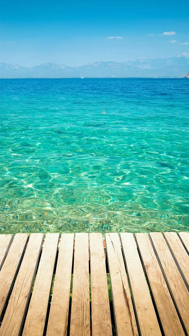 热带海洋清水木桥
