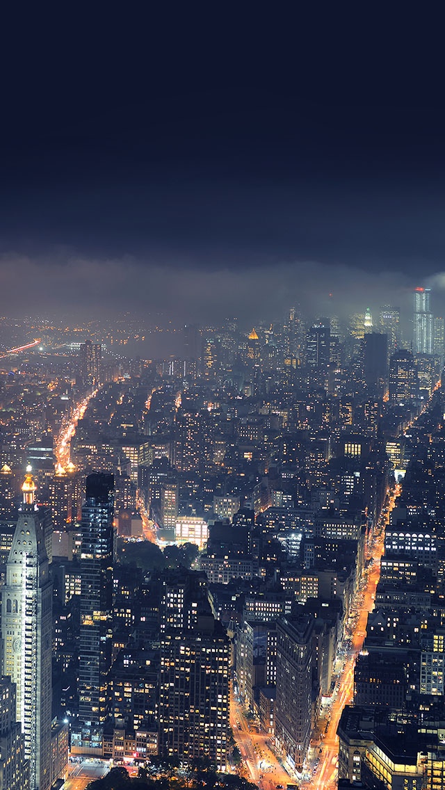 从帝国大厦来的纽约空中夜视图