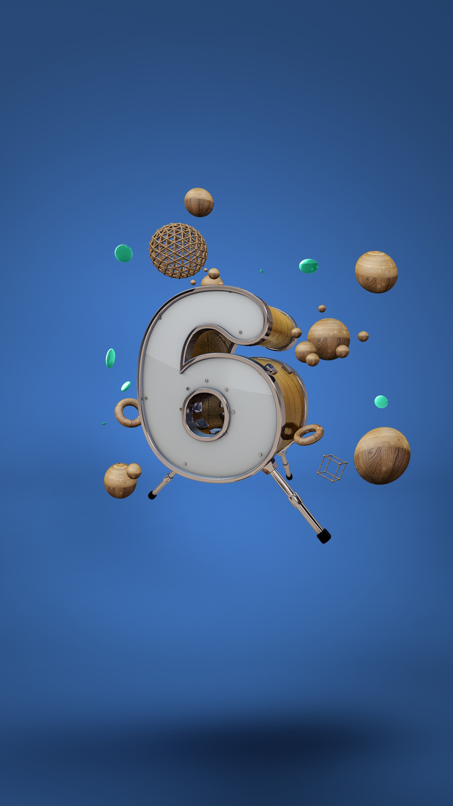 倒计时实木质感创意3D立体数字6