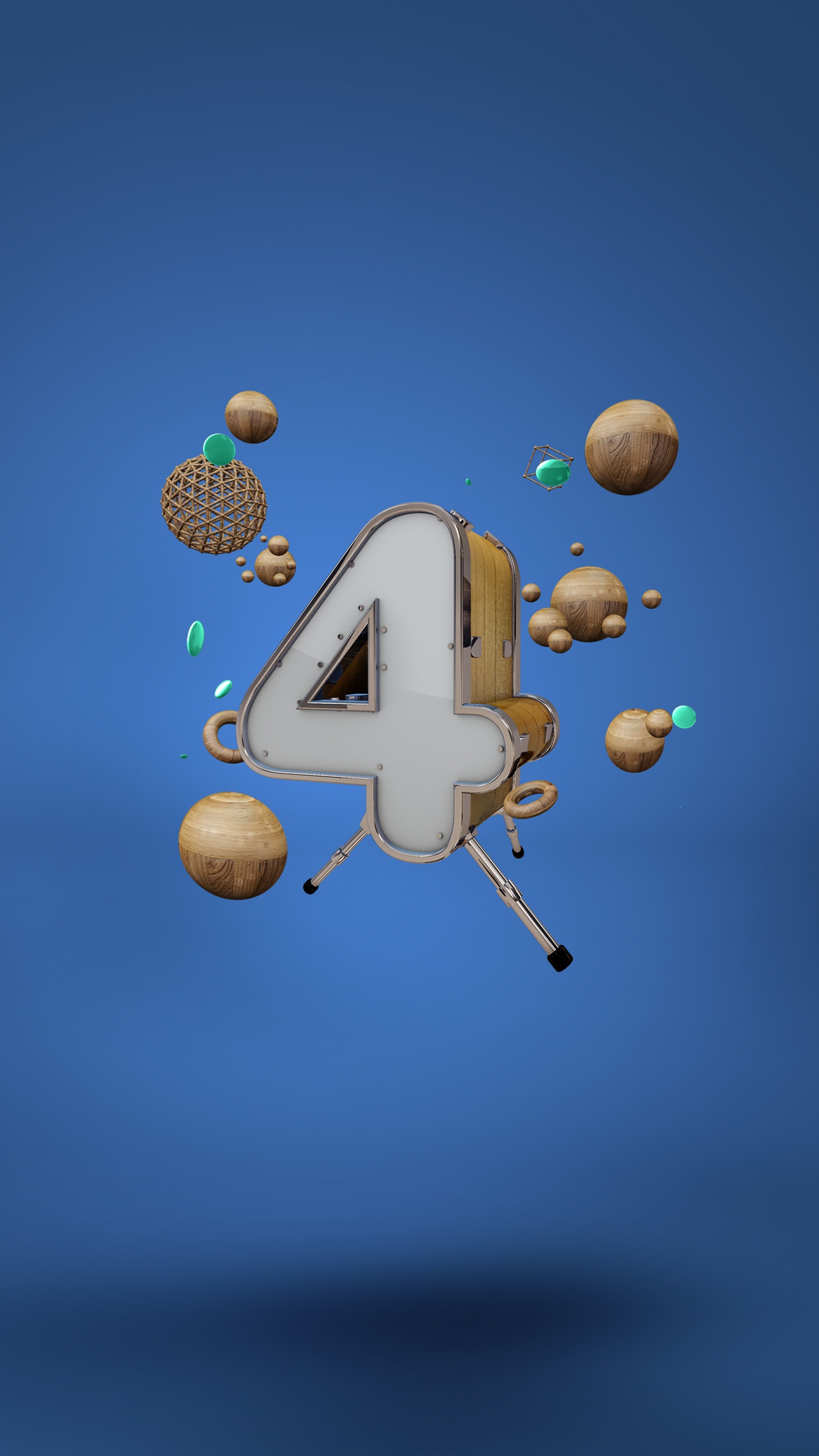 倒计时实木质感创意3D立体数字4