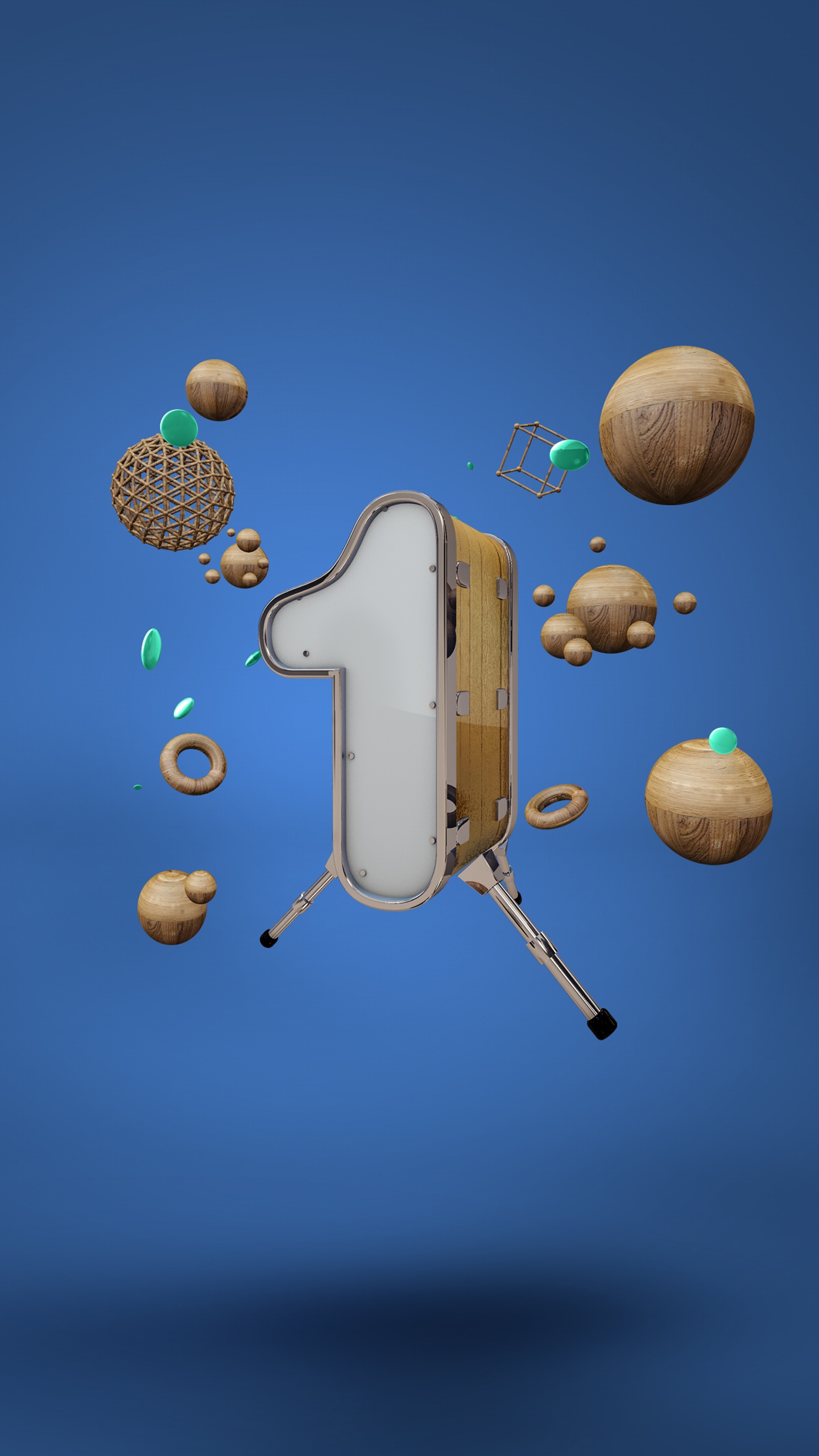  倒计时实木质感创意3D立体数字1
