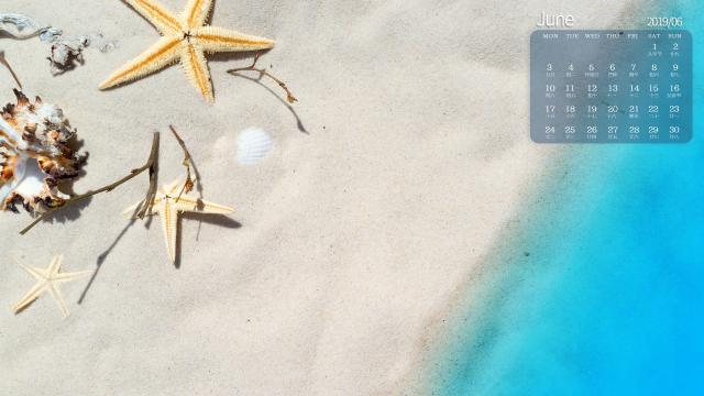 2019年6月唯美海滩风景日历