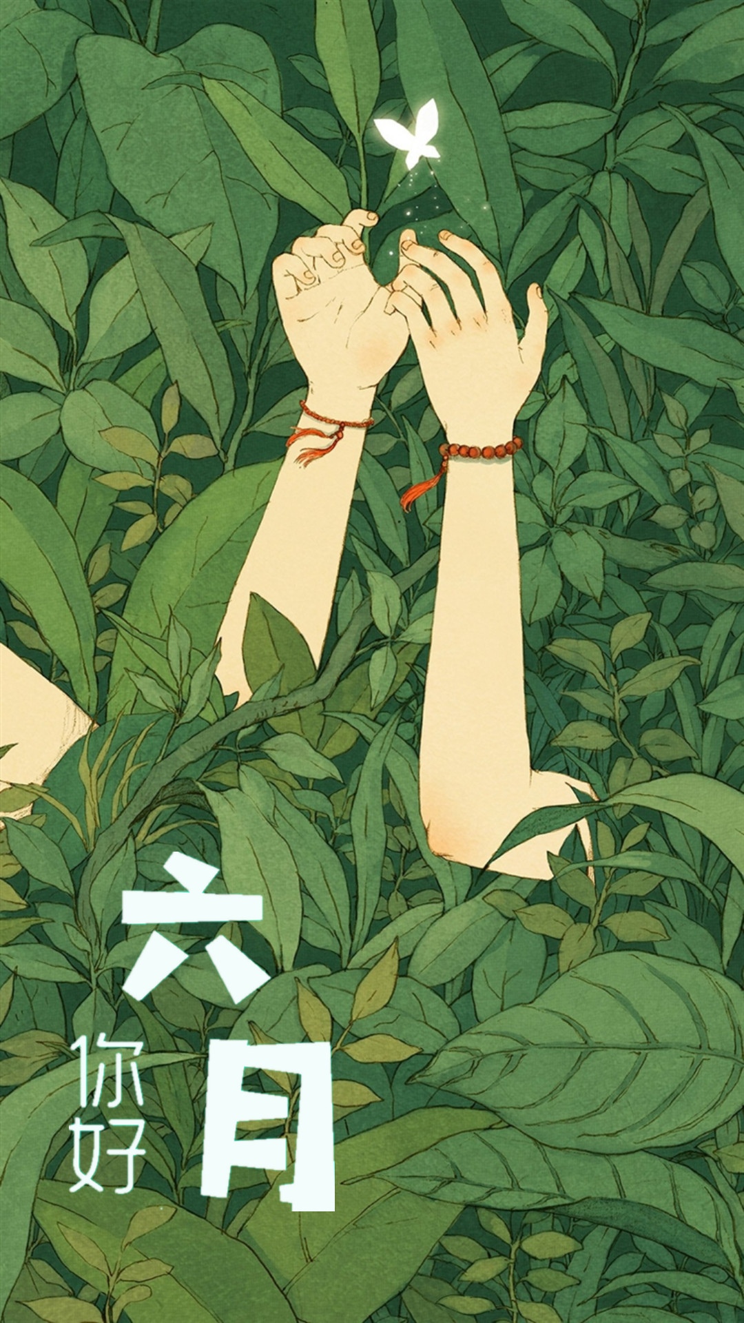 六月你好,绿丛插画