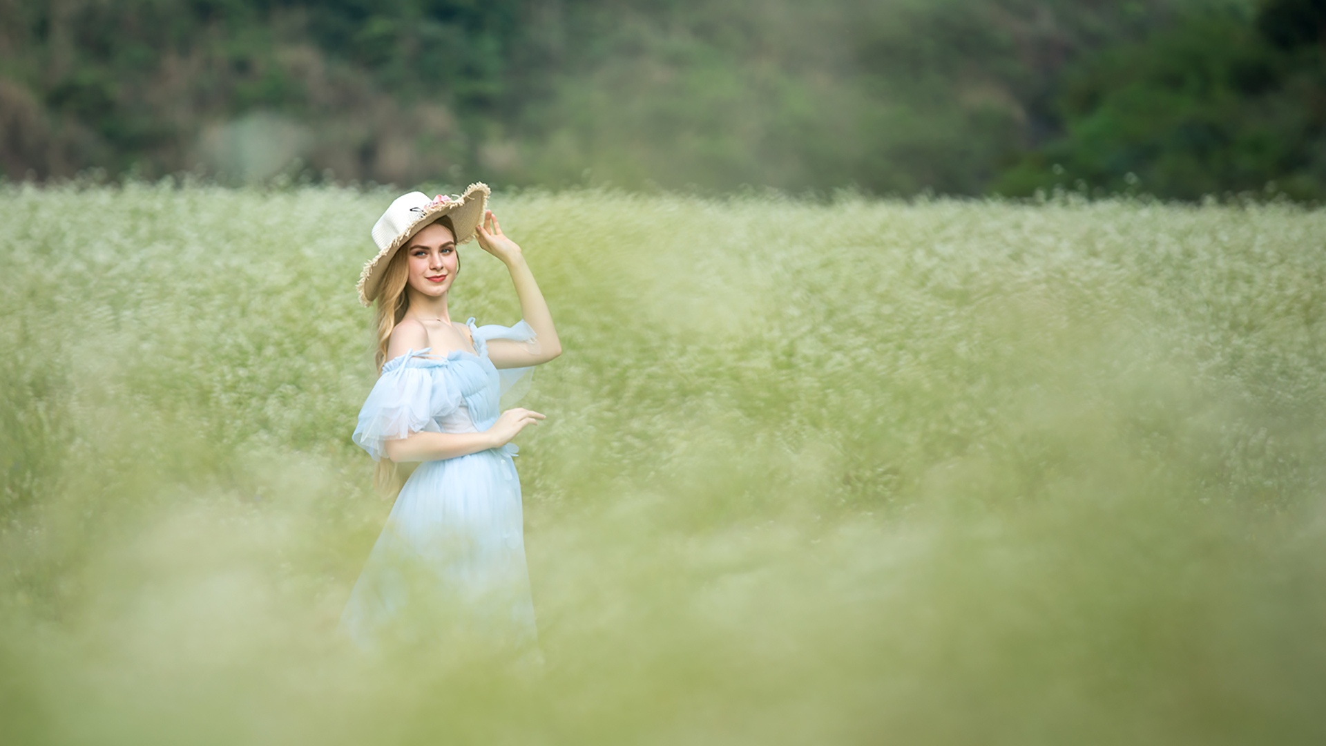 欧美清纯美女小清新花海写真