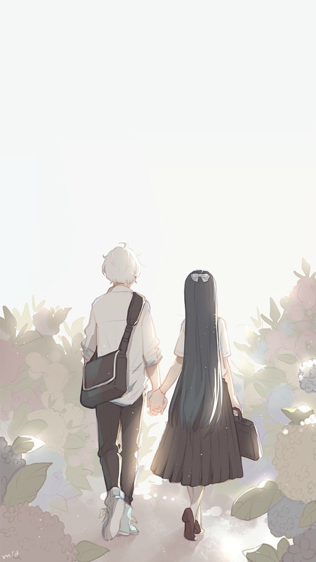 情侣背影创意插图