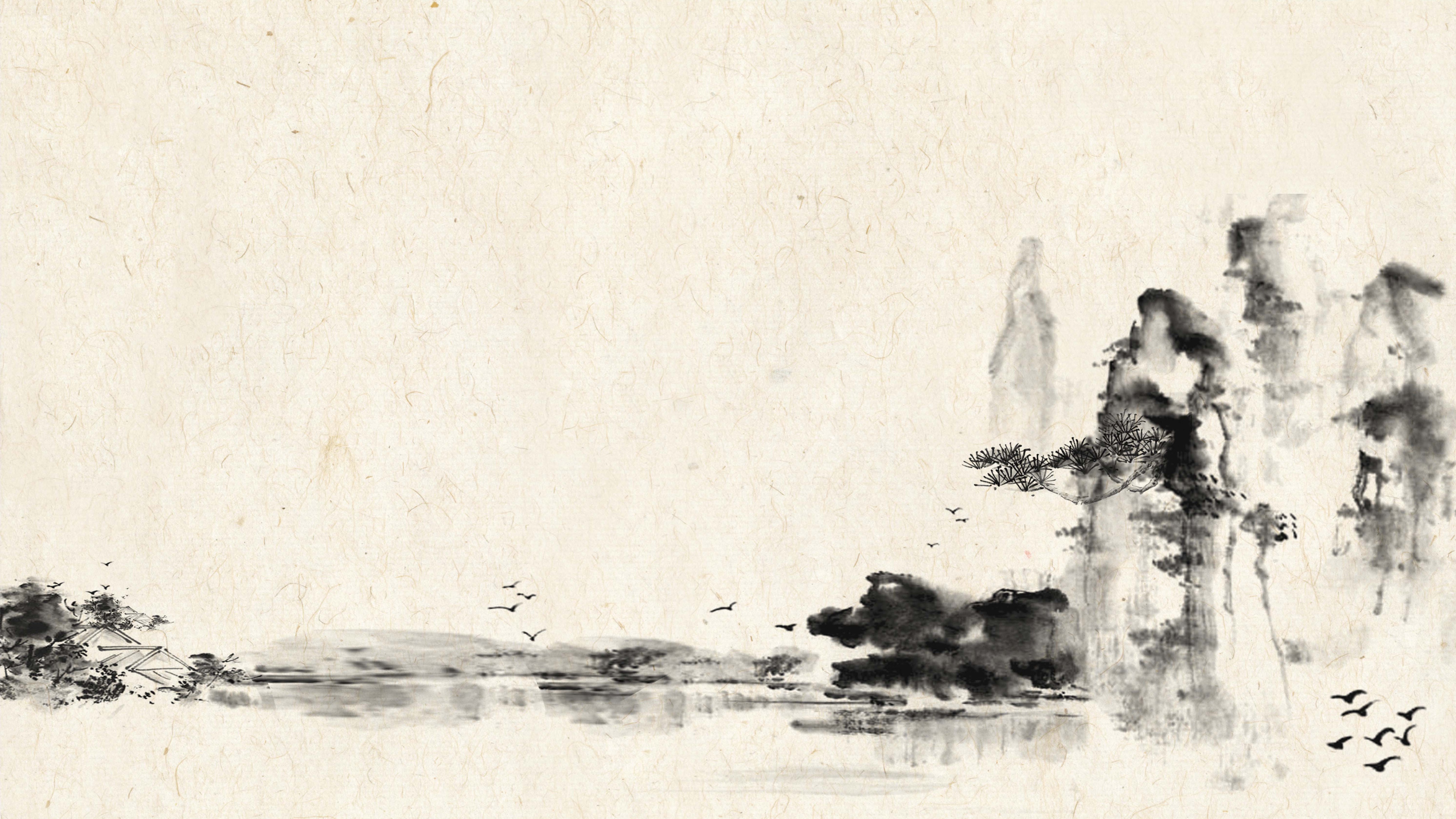 简约中国风水墨丹青画