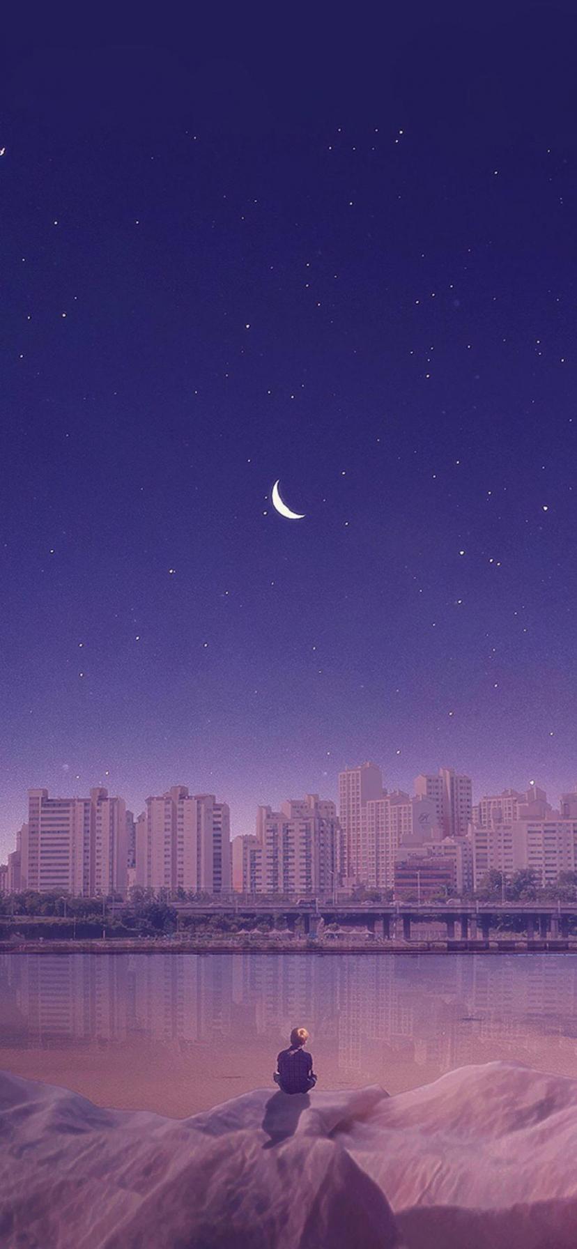 孤独的看着远方的城市