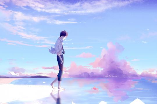 一个孤独的男人插画