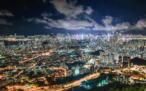 绚丽多彩的城市繁华夜景