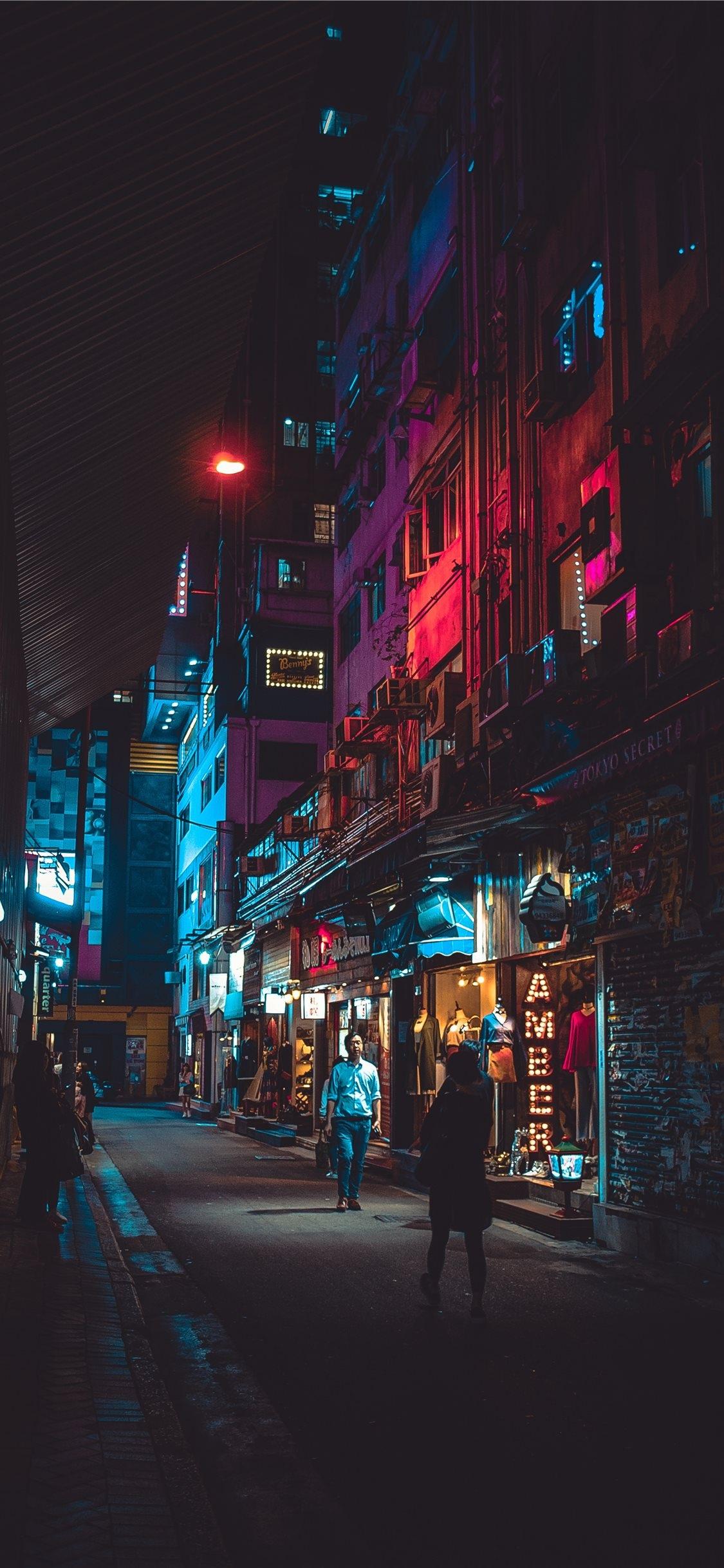 香港繁华的街道夜景