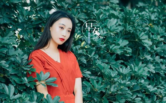 真人美女早安问候图片