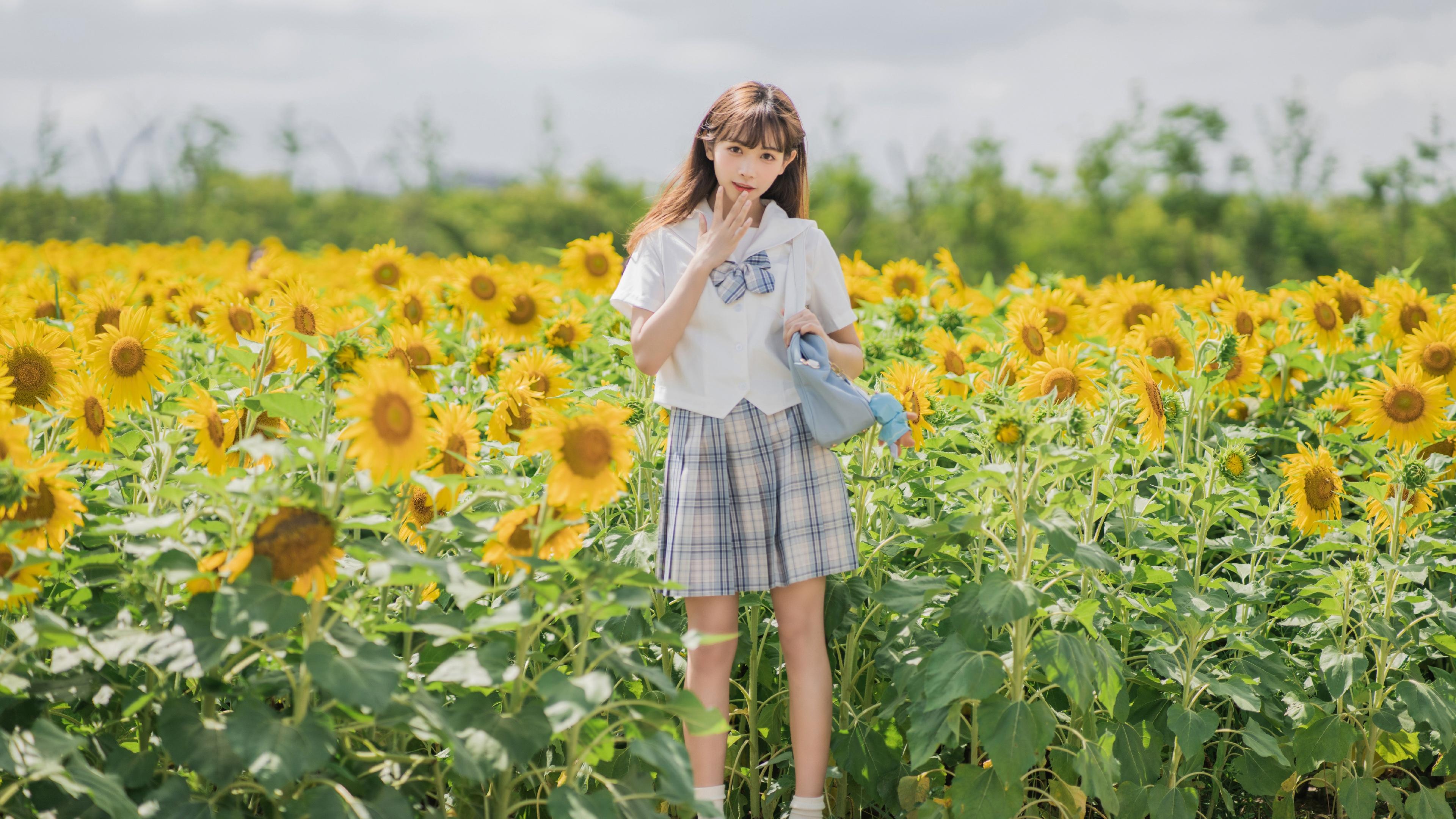 清纯jk制服校花向日葵花海甜美诱人写真