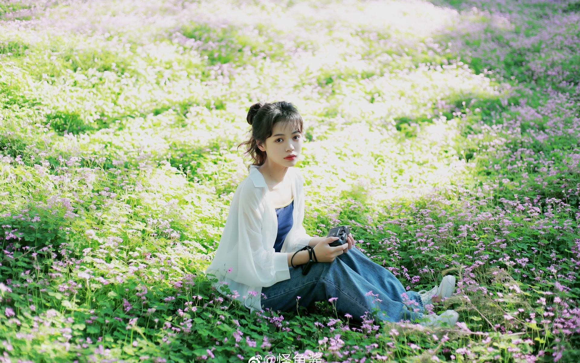 春日踏青森系少女甜美户外小清新写真