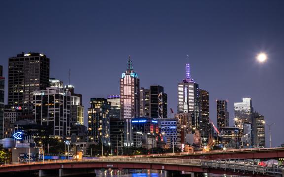 夜深人静的墨尔本夜景图