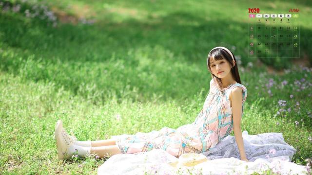 2020年6月元气俏皮可爱连衣裙少女个人魅力日历写真