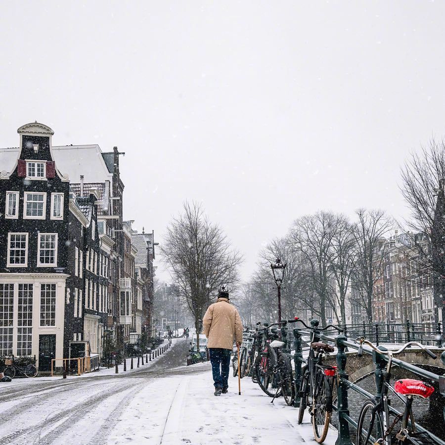 阿姆斯特丹的冬日雪景