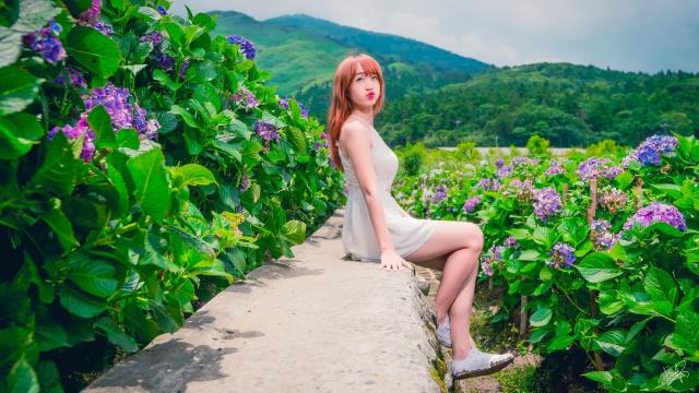 花海中的美女