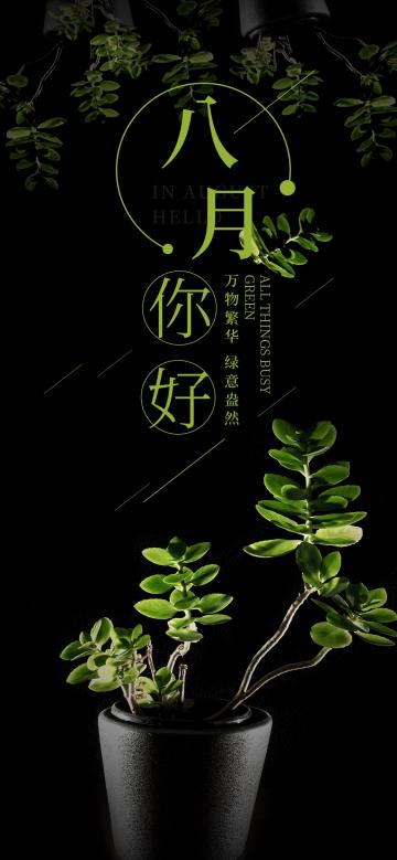 简约绿色八月你好