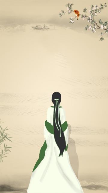 古风插画四月你好
