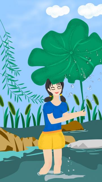 二十四节气之立夏卡通女孩插画