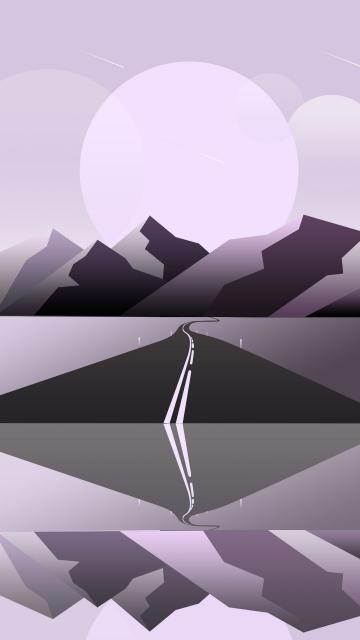 公路梦幻光影插画