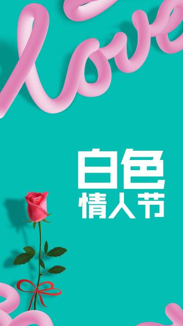 立体小清新白色情人节