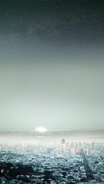 星空夜空大城市