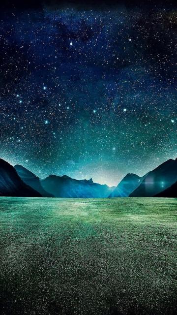 繁星之夜草地山脉