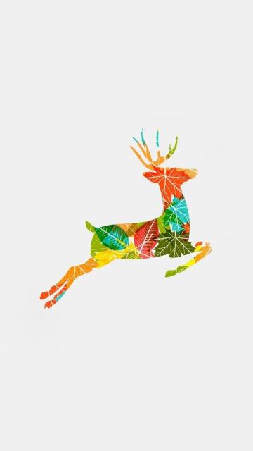 五颜六色的驯鹿跳跃
