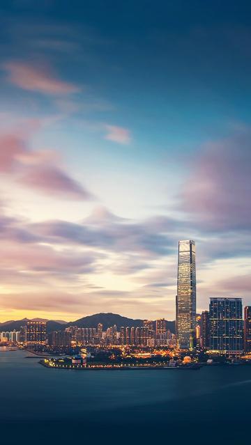 香港日落的港湾