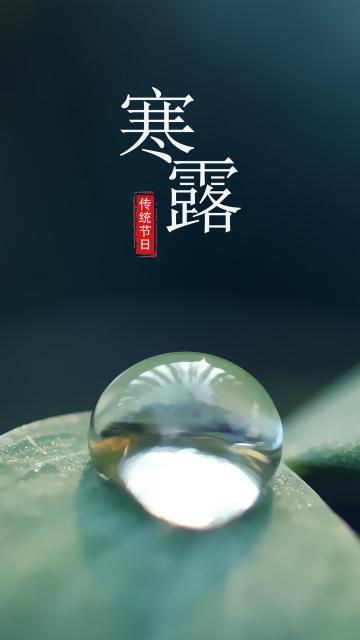 寒露二十四节气深绿色水滴