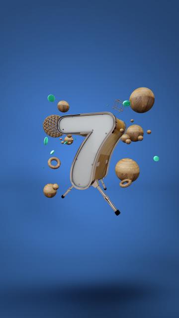 倒计时实木质感创意3D立体数字7