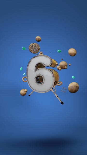 倒计时实木质感创意3D立体数字6