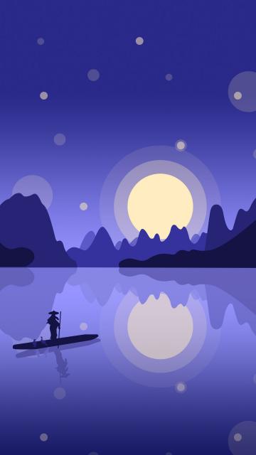 场景渐变山水梦幻插画