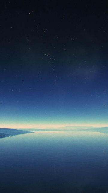 夜空星星在湖
