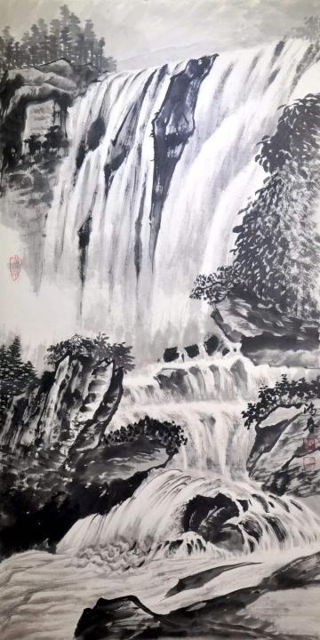 艺术墨水山水画