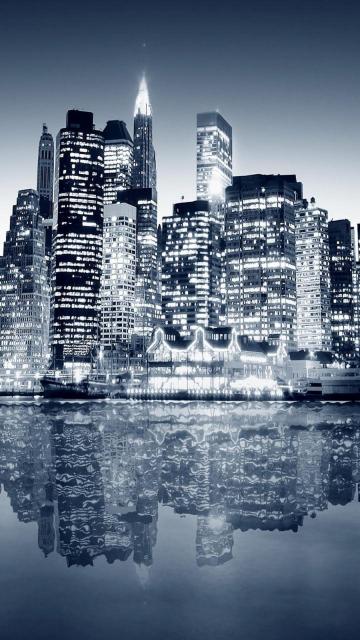 城市蓝光夜景