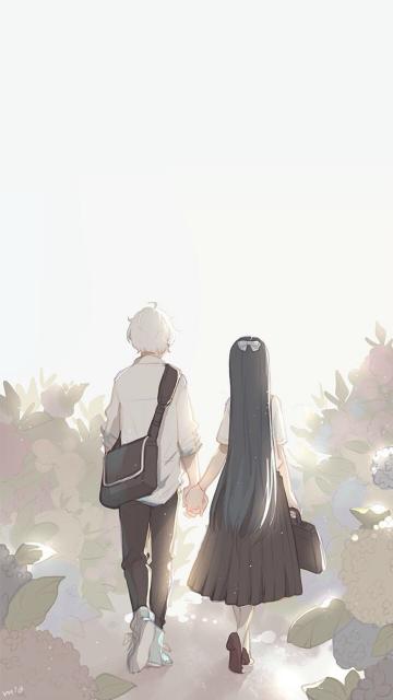 情侣背影创意插图