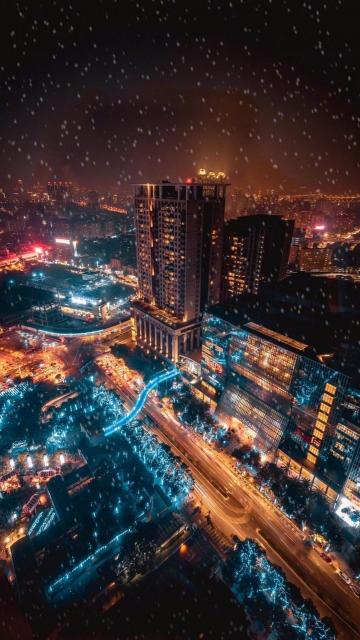 绚丽多彩的繁华城市夜景