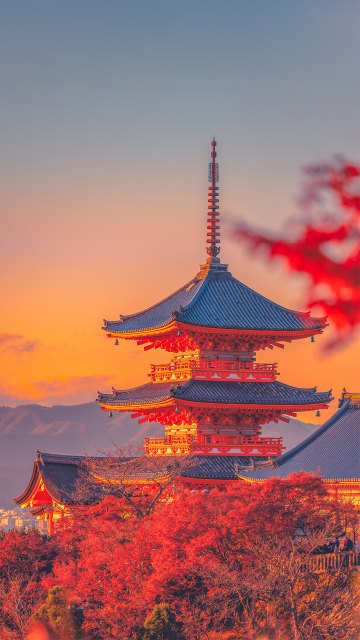 夕阳下的清水寺唯美风光