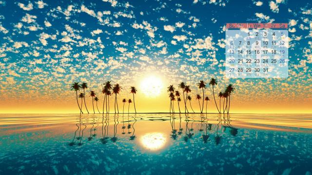 2019年1月日落是一道美丽的风景日历
