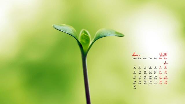 2018年4月绿色植物清新护眼日历